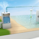 The illustration shows a proposed approach for capturing vapor above ocean surfaces and transporting it to land.